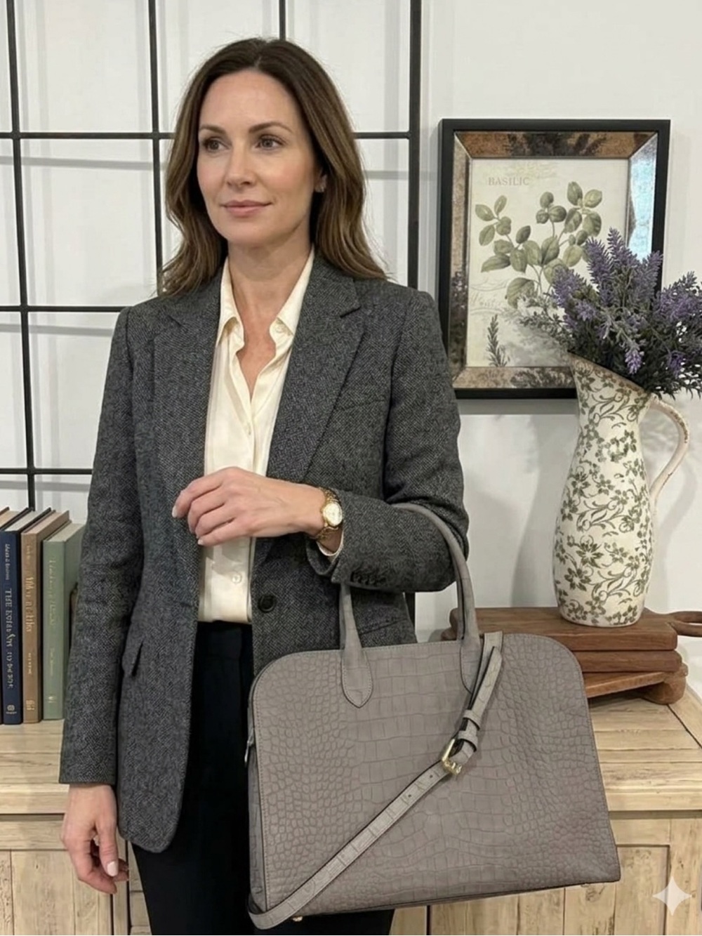 Claudia Firenze Gray Tote with Removable Strap